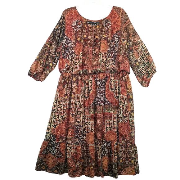 Style & Co. Dresses & Skirts - Style & Co Sheer Paisley Blouson Midi Dress Plus Size 3X Puff Slv Whimsigoth Y2K